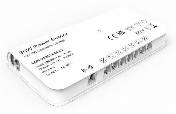 36W LED Cabinet Light Power Supply - 12V DC Constant Voltage Driver with multiple output ports